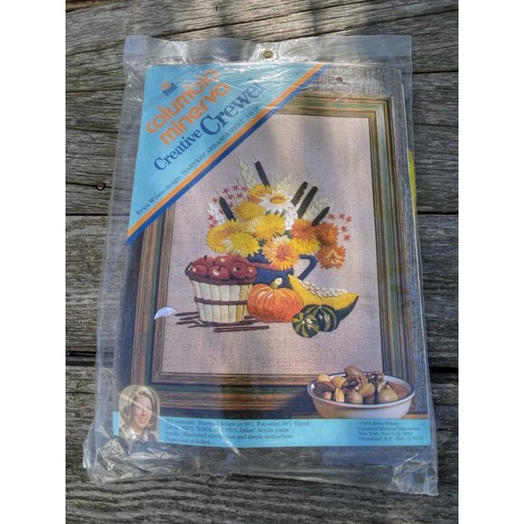 Vintage 1970s Columbia Minerva Erica Wilson Harvest Arrangement NOS - Picture 1 of 7